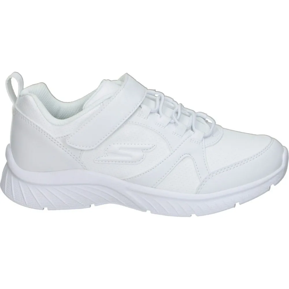 SKECHERS | Zapatillas Skechers Microspec Plus - School Sweets para Niña – Deportiva Blanca con Cordones Elásticos y Velcro – Cierre Adaptativo – Máximo Ajuste – Apto para Lavadora – Modelo 302635L-WHT