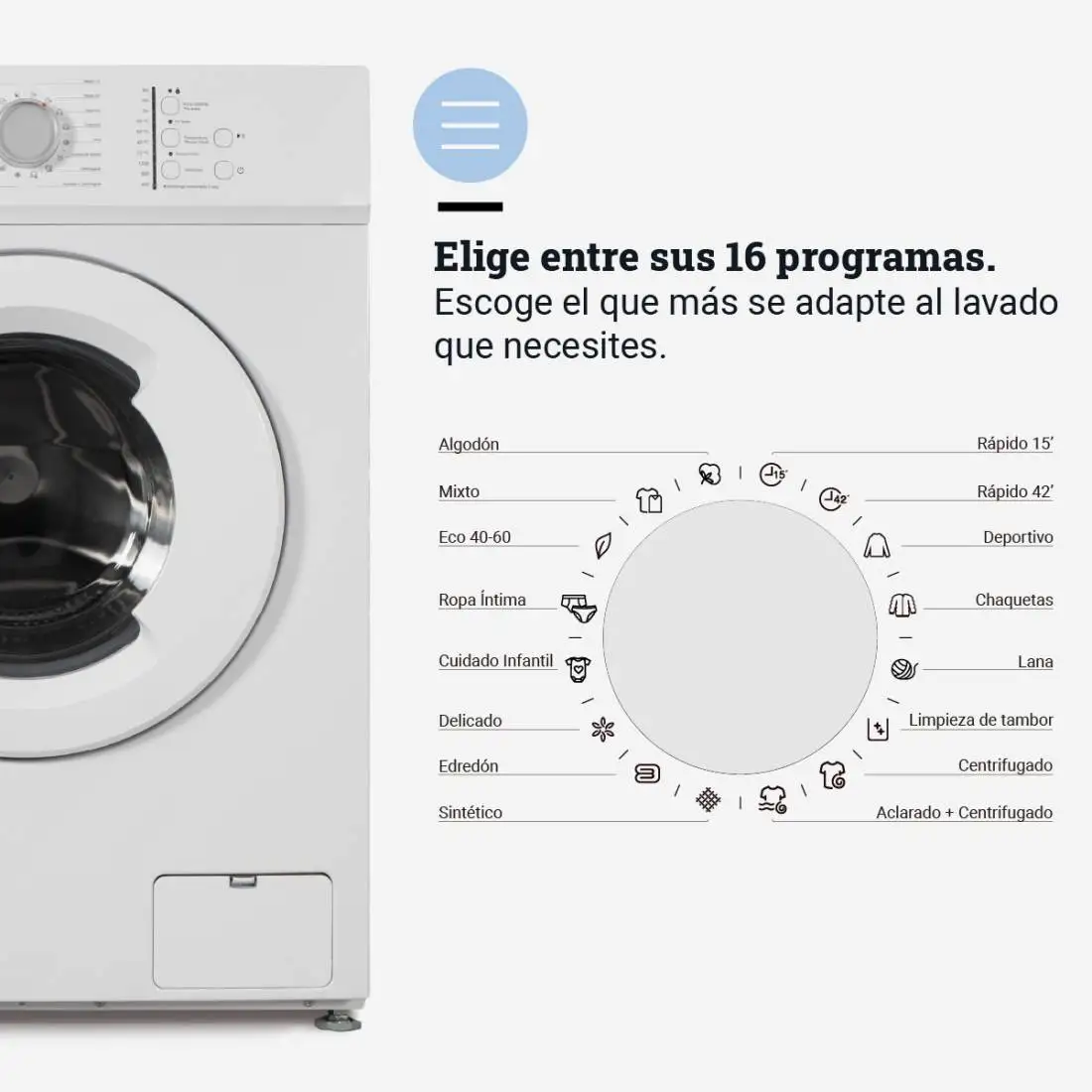 UNIVERSALBLUE washing machine 8 Kg white front loading 16 WASH programs