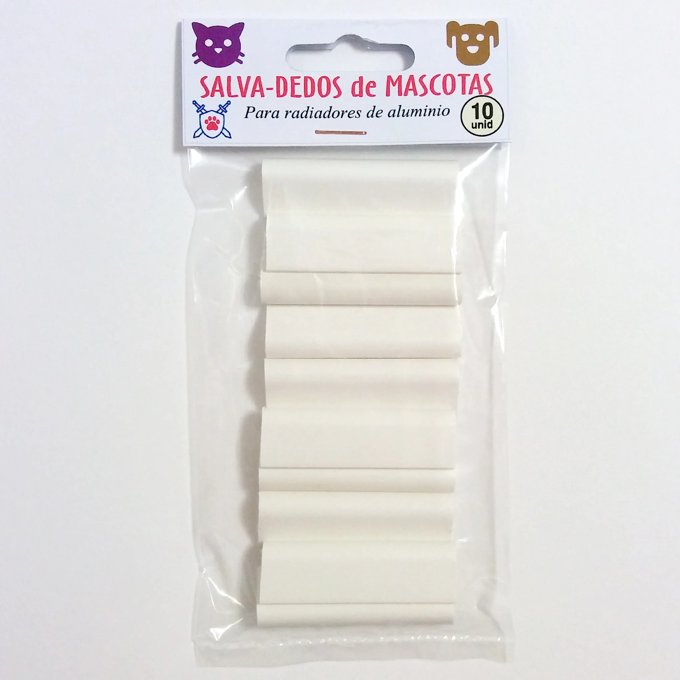 10 Salvadedos de Gatos (o Hurones, pequeños Perros u Otras Mascotas) por radiadores modulares de Aluminio. Protector de Dedos de Mascotas de Las Ranuras.10 Piezas. Blanco
