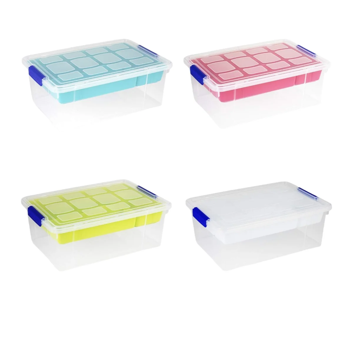ZYLX SHOPPING – Caja Organizadora Plástica 9 L con Compartimentos y Tapa, Apilable y Transparente para Hogar u Oficina