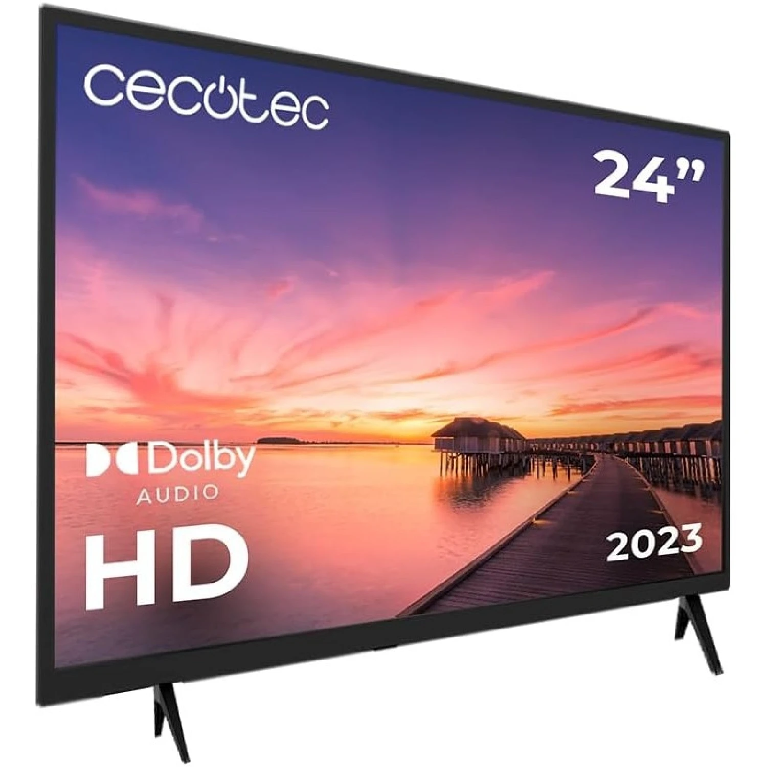 Cecotec 24” LED TV with HD resolution and Dolby audio features a 24-inch screen, HDMI input, and includes remote control, perfect for an optimal viewing experience.