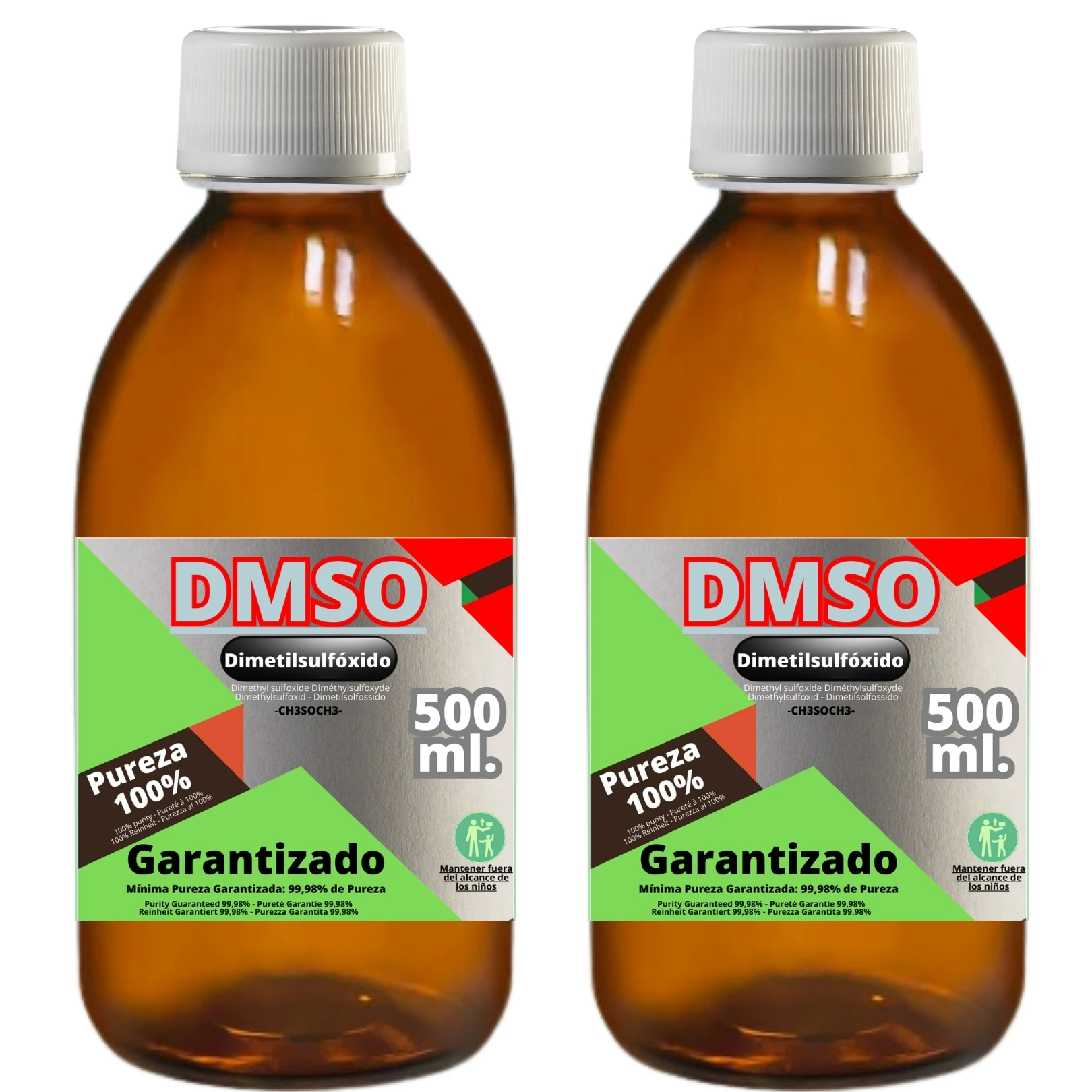Qwell ® 2 x 500 ml. Dmso | Dimethyl sulfoxide maximum purity: 99.98% | European ph eur quality. (pharmatical eurepeam) | Packaging: reusable high hardness laboratory glass | With safety seal, dropper and gift dosing cup.