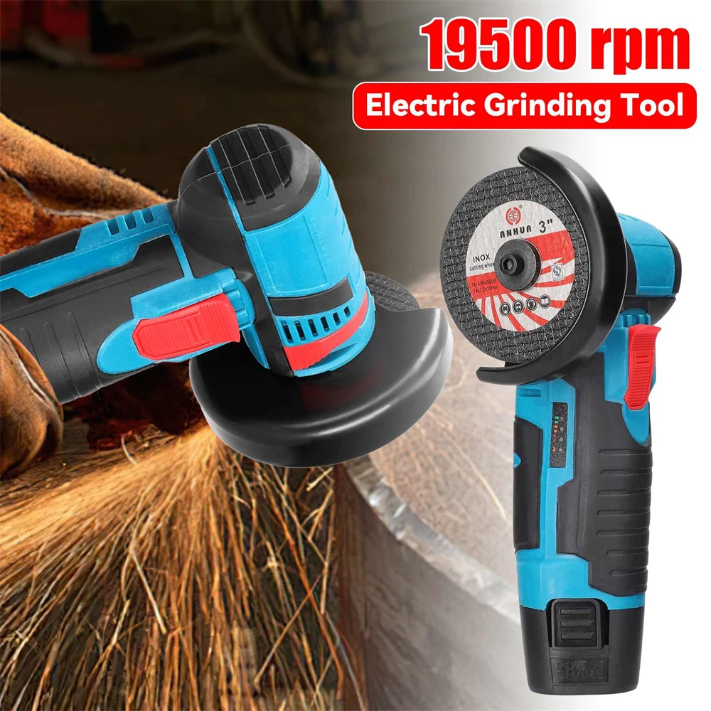 12v cordless electric angle grinder 19500rpm mini polishing grinding machine with 2 battery