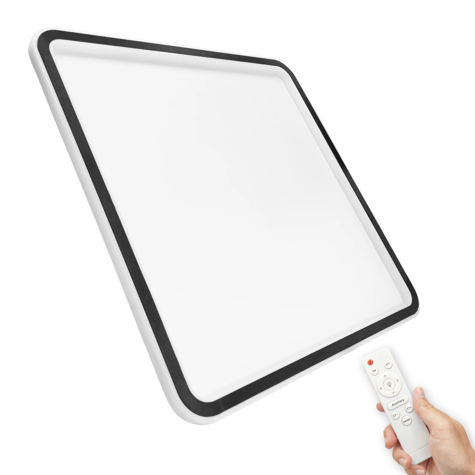 LED ATOMANT Plafón LED Cuadrado Negro/Blanco 36W 50x50cm CCT (Selector de Blanco Cálido, Neutro y Frío), Marco Luz Indirecta con Mando a Distancia