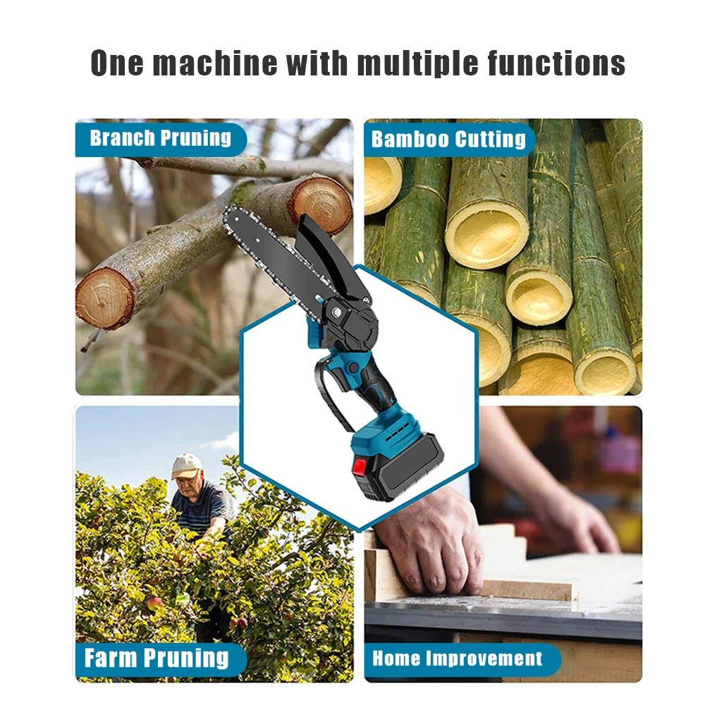 3000W 6Inch Electric Chain Saw Handheld Mini Chainsaw Tree Wood Cutter Pruning Garden Power Tool For Makita 21V Battery