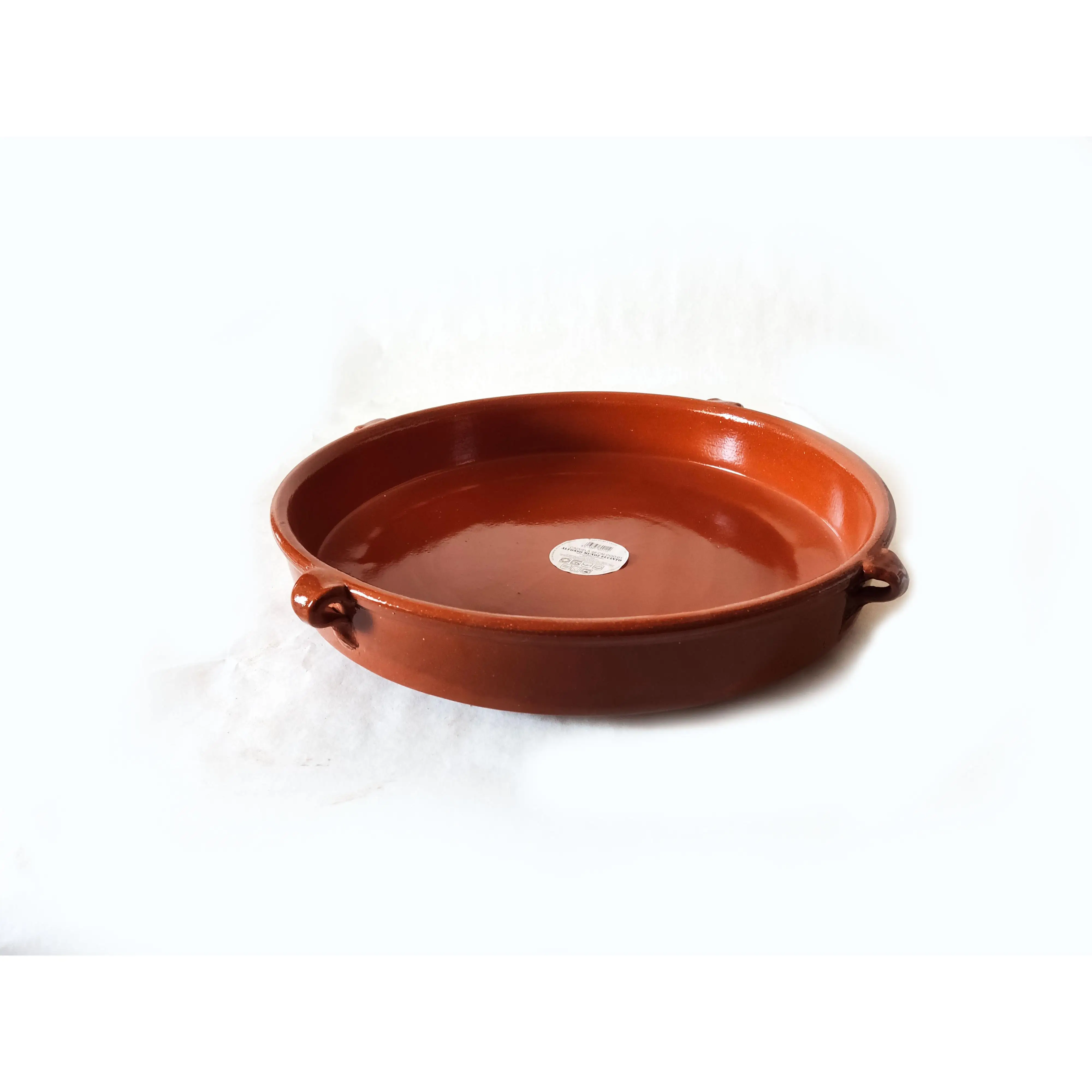 Cazuela de 46cm de diámetro de barro refractario tradicional para fuego directo | Apta para vitro, horno y gas | Asados | Guisos | Fuego directo | Horno leña | Tradicional | Recipiente cerámico