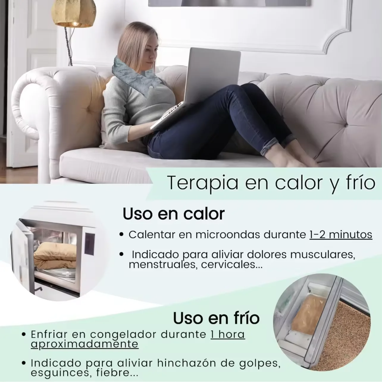 Saco Termico Cervical - Saco Calor - Almohada Semillas Microondas (40x10 cm)