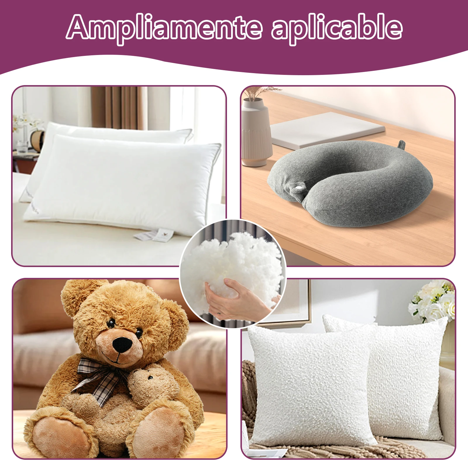 Easyspeed 1kg microfiber filling, 100% polyester silicone hollow fiber, soft and dense touch, floca wadding filling cushions pillows stuffed animals #6