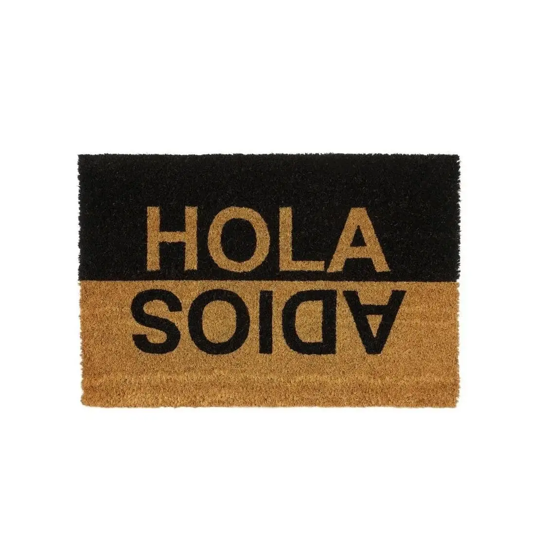 Dcasa doormat black and brown non-slip phrases of coconut fiber 60x40 cm.