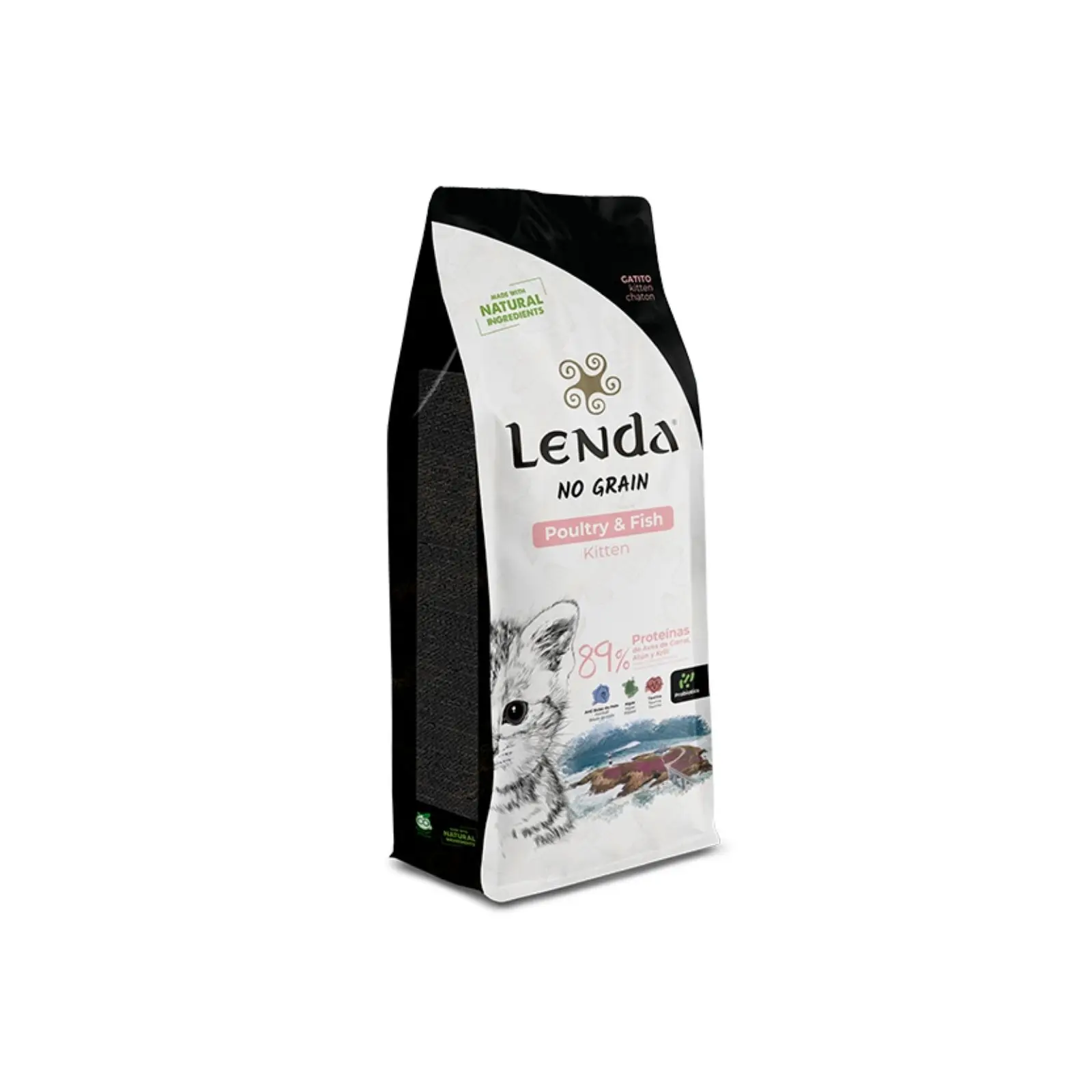 Lenda Kitten Aves y Pescado 2 kg Alimento para Gatitos y Hembras en Gestación - Comida para Gatitos Bebé de Pollo y Pescado - Sin Cereales