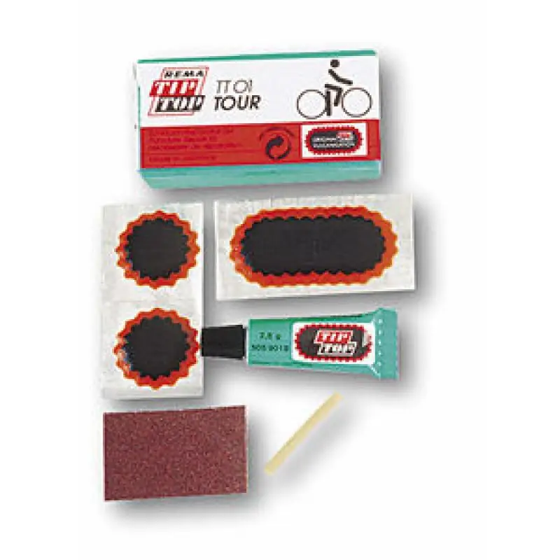 TIP-TOP | Caja De Parches TT01 Para Reparación De Cámaras De Bicicleta - Kit de reparación de bicicletas TT 01, touring. Incluye: 4 Parches tamaño F1. 1 Parche tamaño F2. 1 Tubo de solución SVS 3