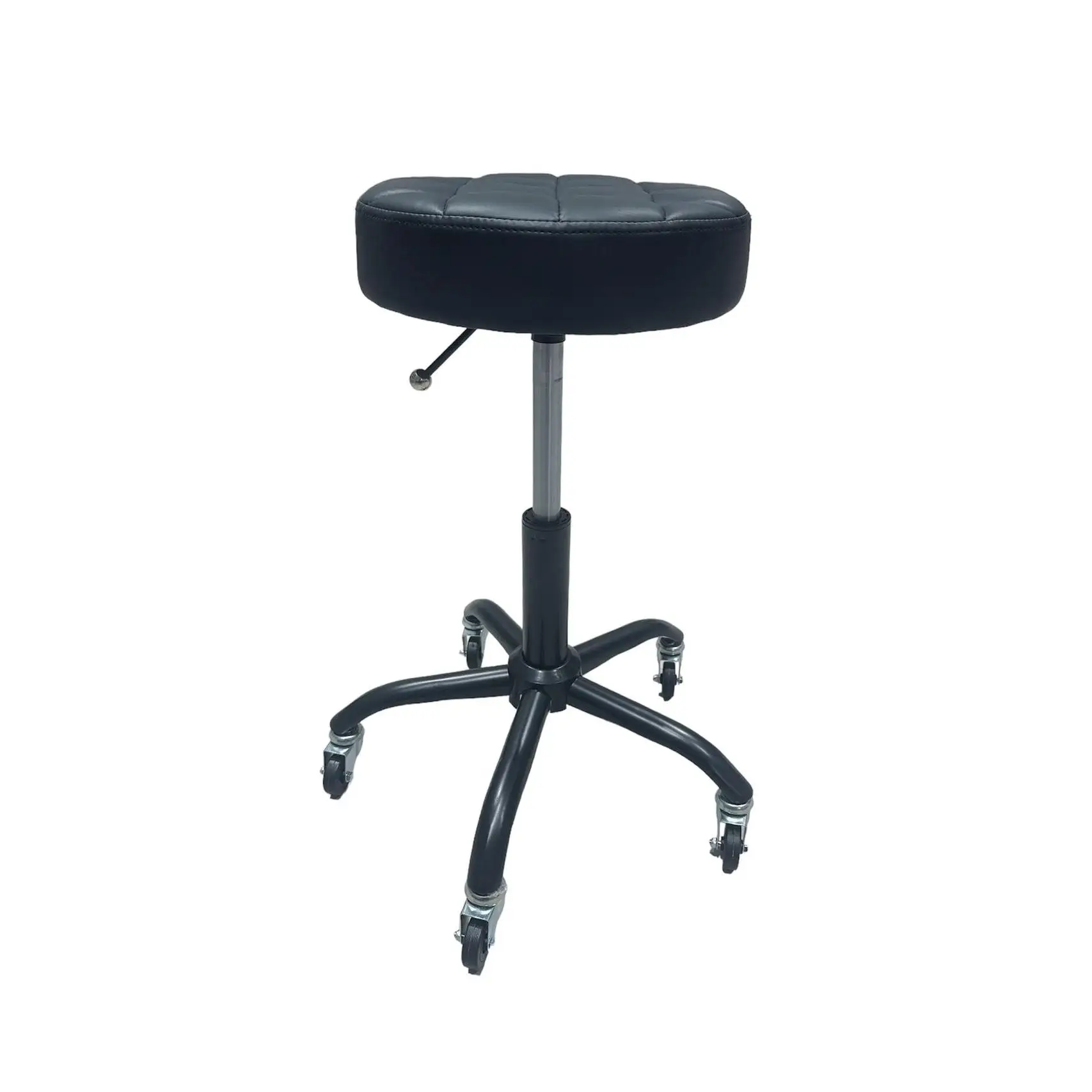 TABURETE DE ALTURA AJUSTABLE Y RESISTENTE,SILLA GIRATORIA SIN ESPALDA PARA EL HOGAR,COCINA,OFICINA,TIENDA,TATUAJE,PESTAÑA,MANICURA,PEDICURA,COLOR NEGRO