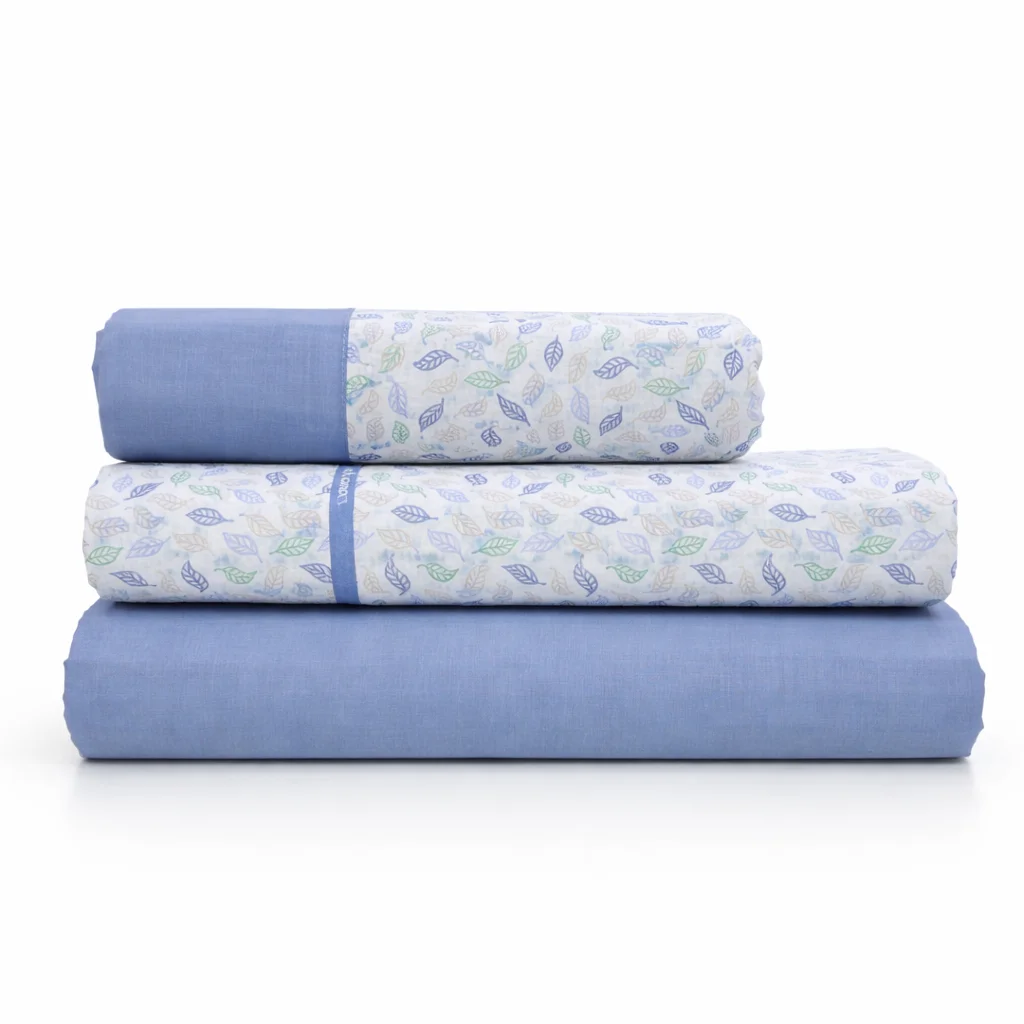 Juego de Sábanas Modelo Cayetana, 100% Algodón Natural, Disponible En Dos Colores: Azul y Malva, Para Camas 90, 105, 135 y 150 cm, Paduana.