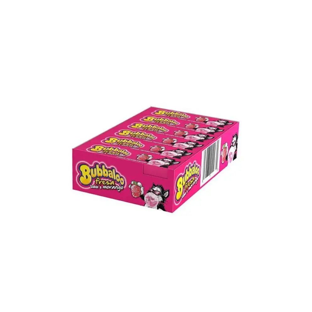 Bubbaloo Chicles Fresa - Formato stick - Caja con 18 paquetes de 38g cada uno