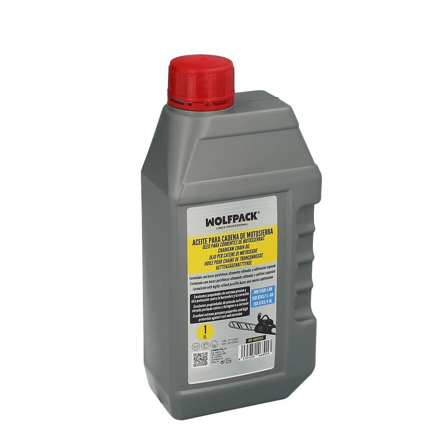 Aceite para cadenas y barras motosierra 1 litro, grasa cadenas motosierra, lubricante cadenas motosierra