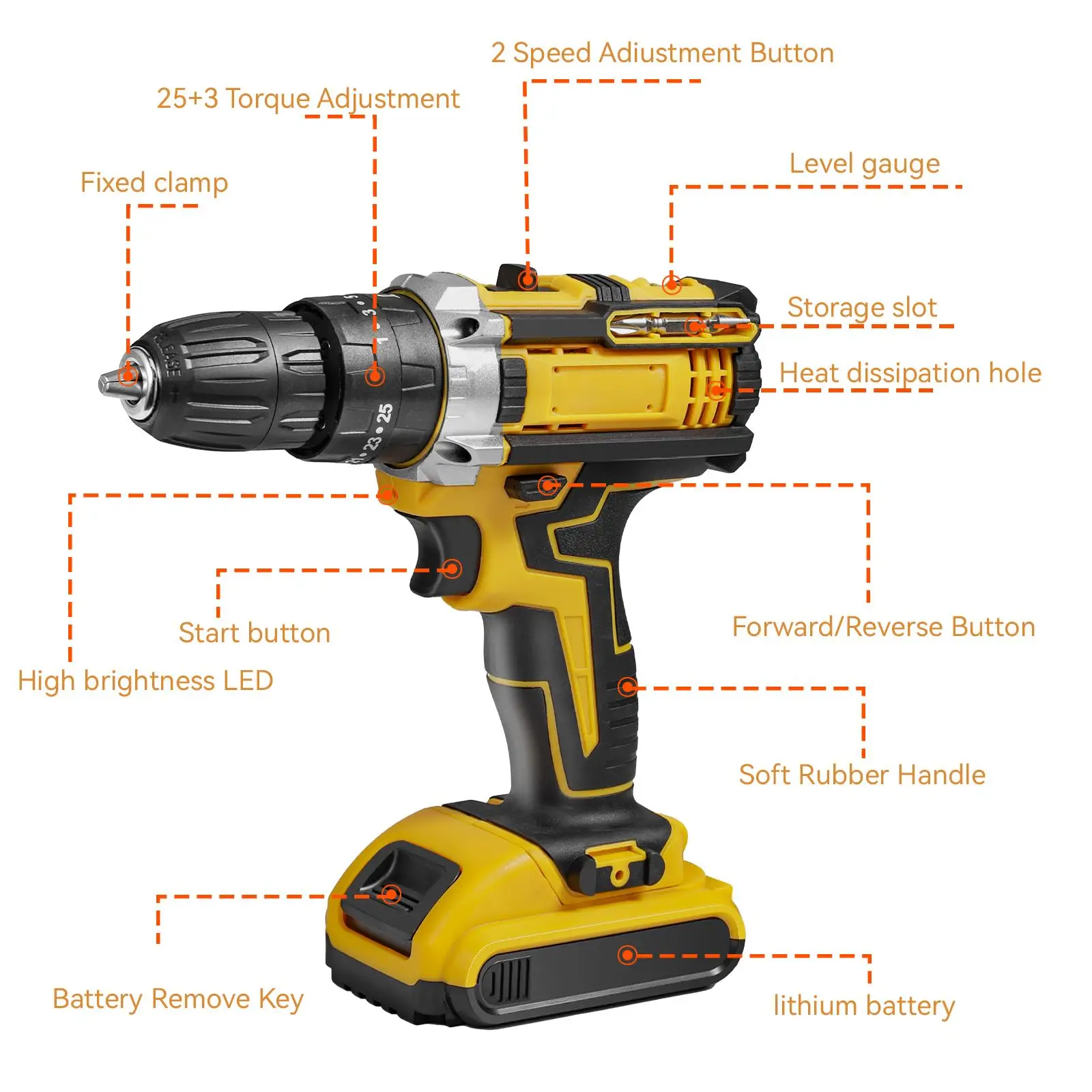 Cordless Impact Drill Electric Screwdriver with Lithium-Ion Battery, 18V, 400W, 45 Nm Torque for Home DIY, 3/8" Chuck Size, Lightweight 1.2 kg, CE Certified, Ideal Electric Tool for Gifts