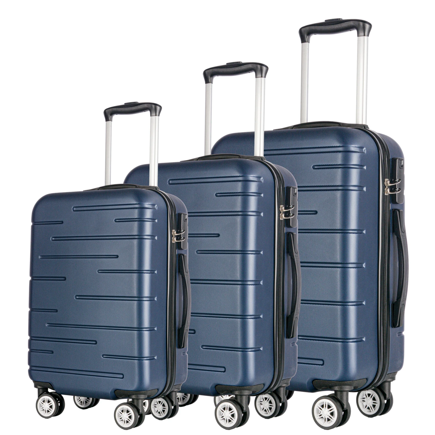 T-lovendo Set of 3 Travel Suitcases Set Trolley Abs Semi Rigid Lock Combination 4 Double Wheels