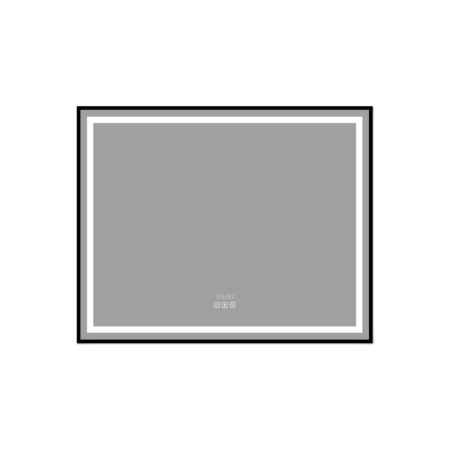 AICA Espejo LED 100×80cm con Antivaho,Bluetooth,Reloj y Control Táctil,3 Colores de Luz Ajustables
