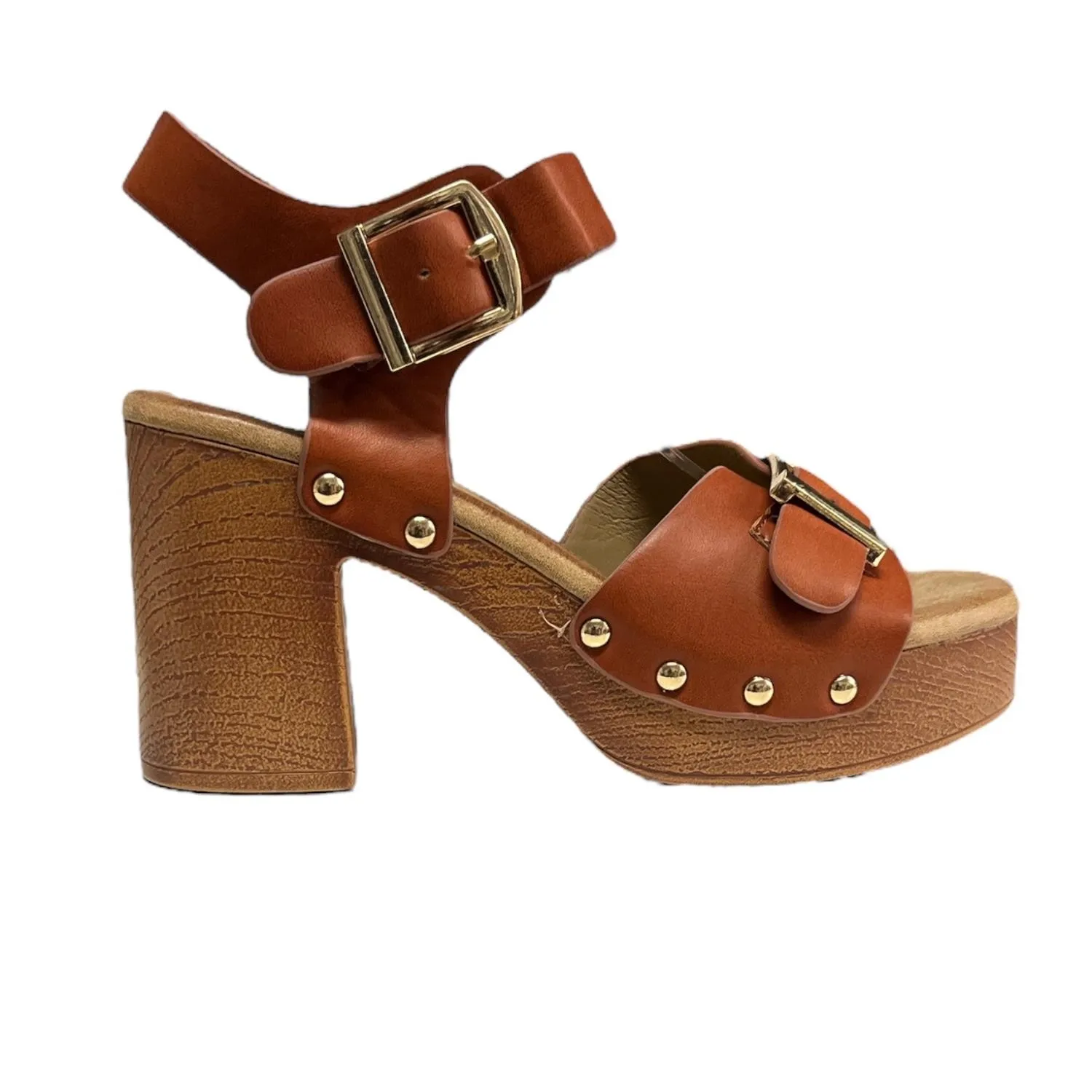 Sandalia Hebilla T.Madera Camel