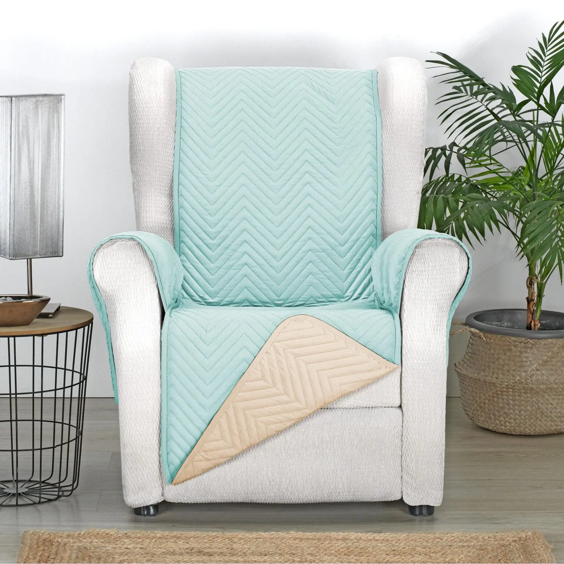 S&T Sofa Covers - Funda Cubre Sofá Reversible 1 plaza Modelo Mont - Ideal para proteger y cuidar el sillón o sofá
