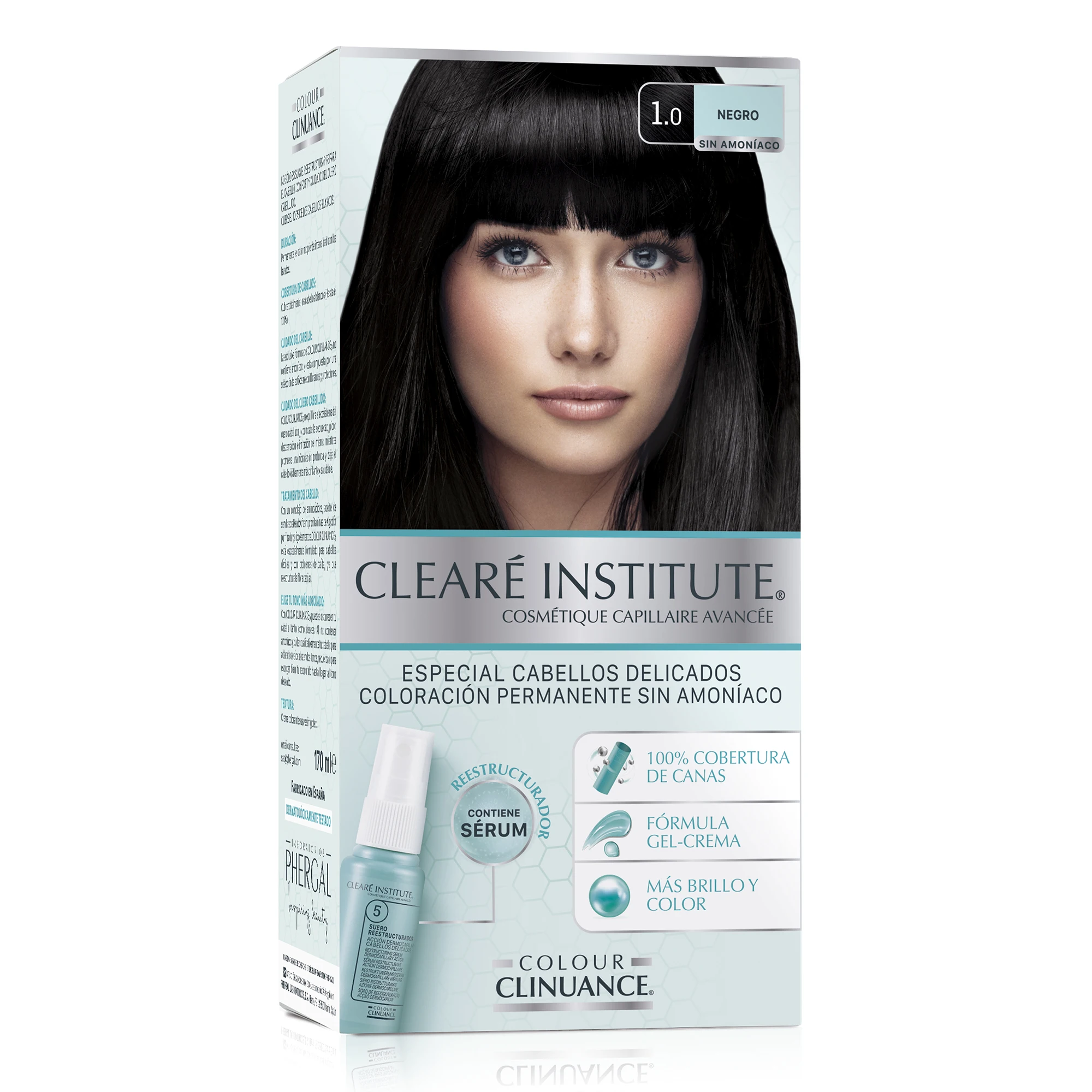 Clearé Institute Colour Clinuance | Coloración Permanente Tinte Sin Amoniaco para Cabellos Delicados | Con Sérum Capilar Reestructurador | 100% Cobertura de Canas | Color más Intenso, más Brillo y Cabello más Fuerte | 170ml | 14 Tonos