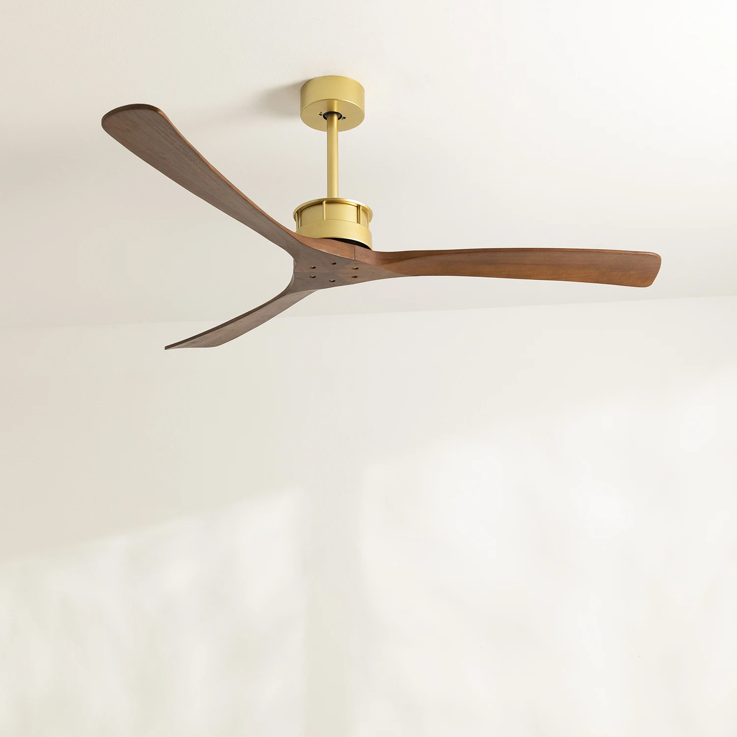 CREATE 40W silent XL Ø 152 cm ceiling fan-6 speeds, Summer/Winter function-no light-gold and natural wood-WIND LARGE