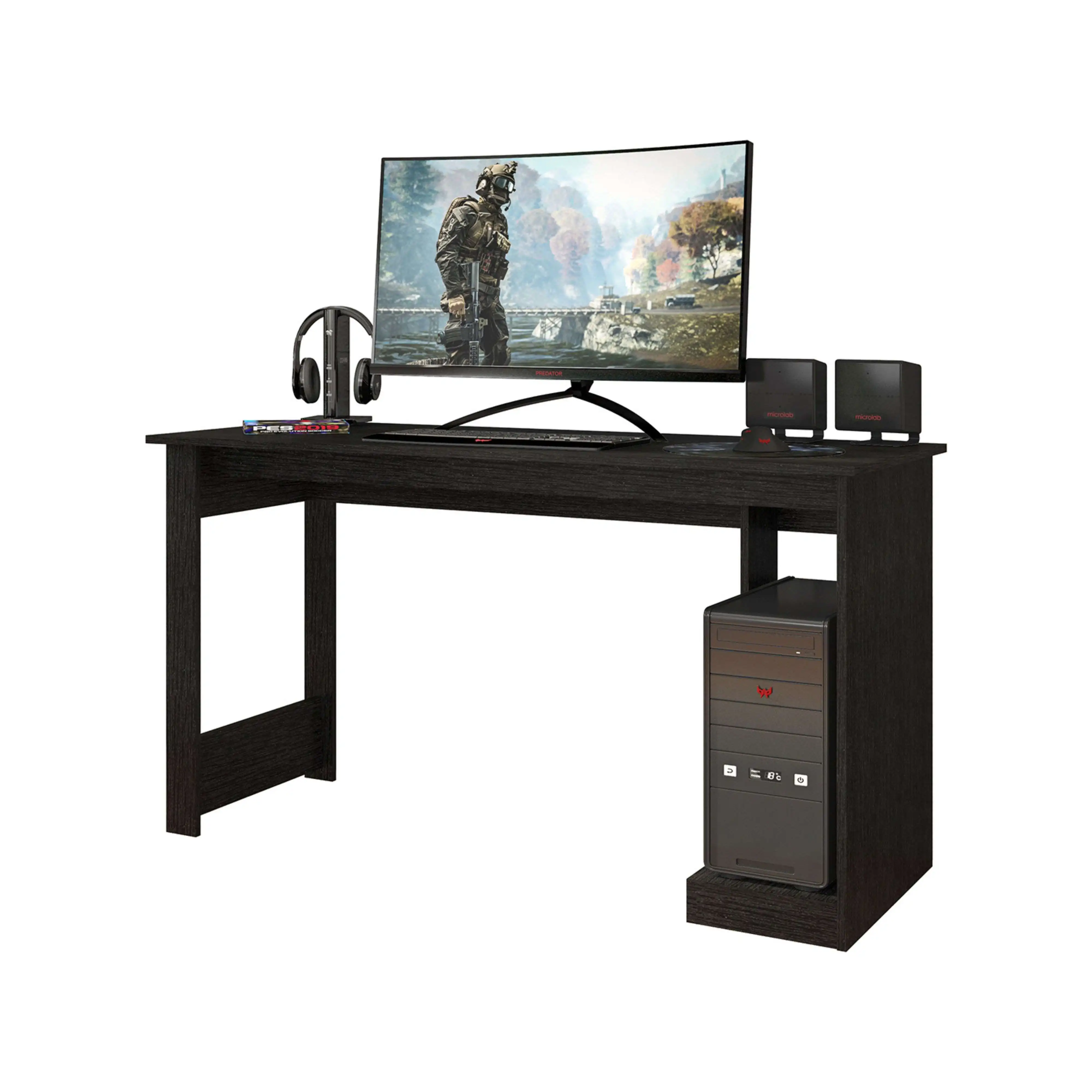 Miroytengo Mesa Gamer Nero Color Negro Estudio Oficina 136 cm