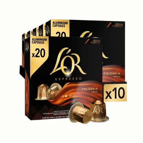 Café L'or Espresso Colombia 20 Cápsulas Compatibles - PACK 10 UDS - QUMIR
