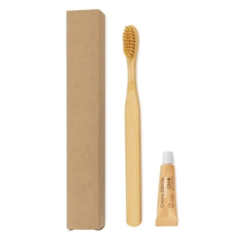 Lote de 50 Cepillos dientes Bambú Dentales + Pasta dentrífica en caja cartón Kraft Detalles ecológicos Adultos Niños regalos originales bodas, comuniones, cumpleaños