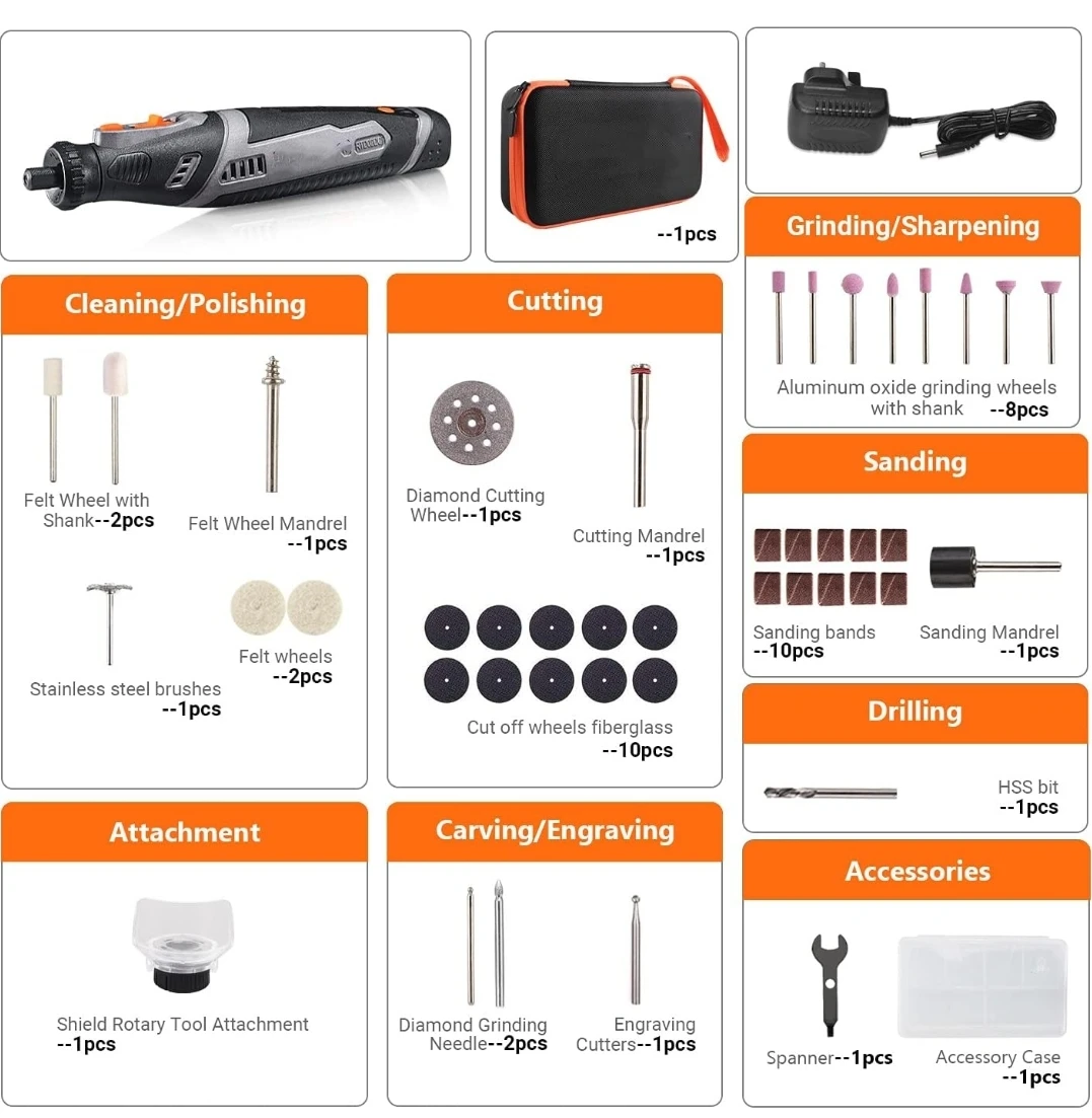 Tacklife wireless rotary tool 8v - rtd02dc