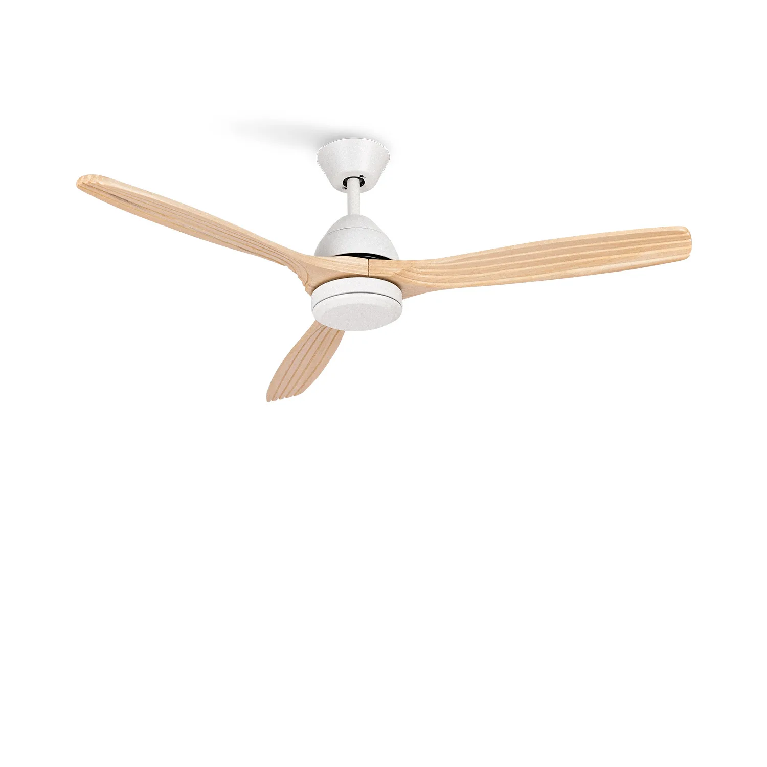 CREATE ceiling fan 40W silent Ø 132 cm - 6 speeds, Summer/Winter function-white and natural wood-WINDLIGHT CUP DC