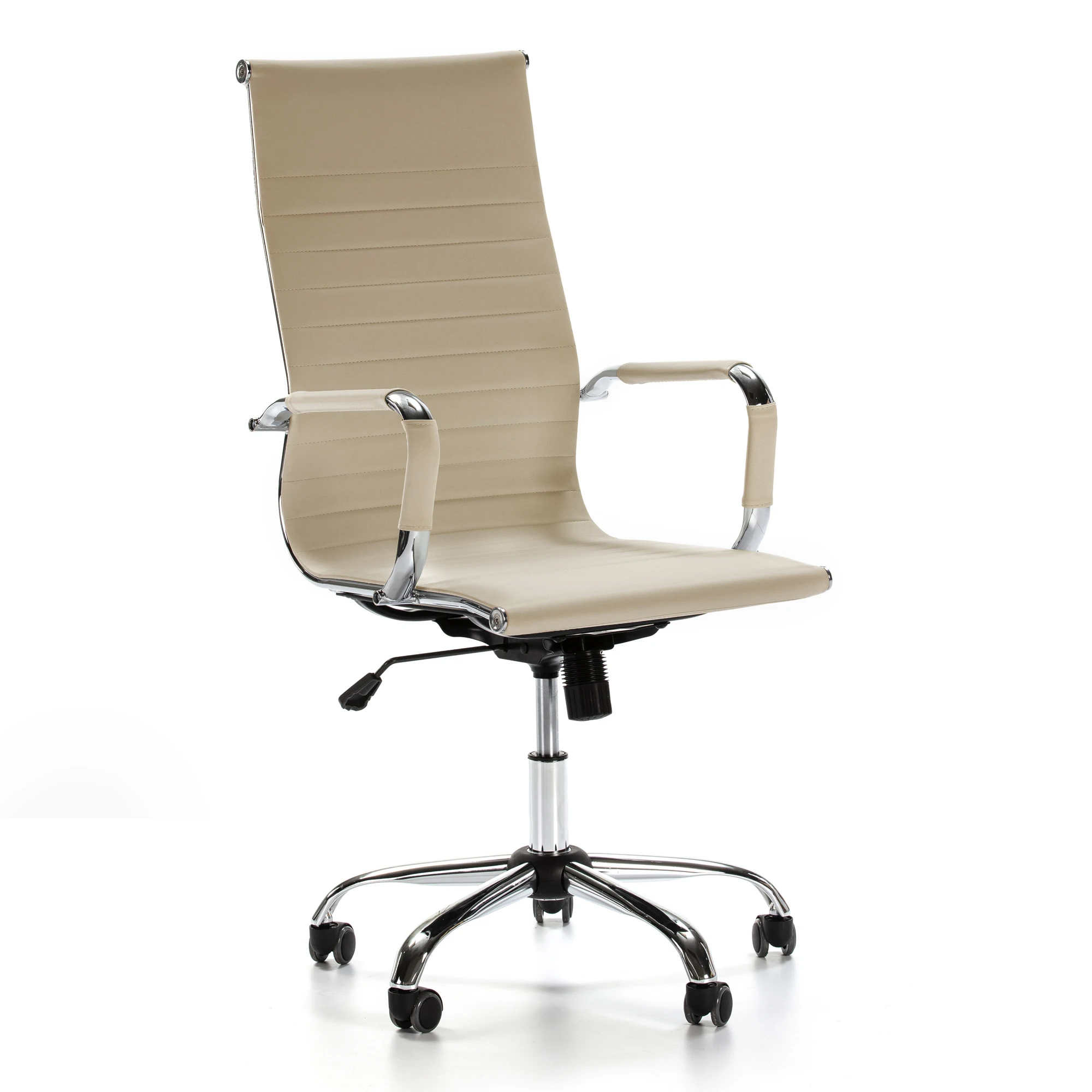 Sillón de Oficina VS Venta-Stock Londres Tapizado en Piel Sintética con Apoyabrazos y Ruedas Dobles de Seguridad