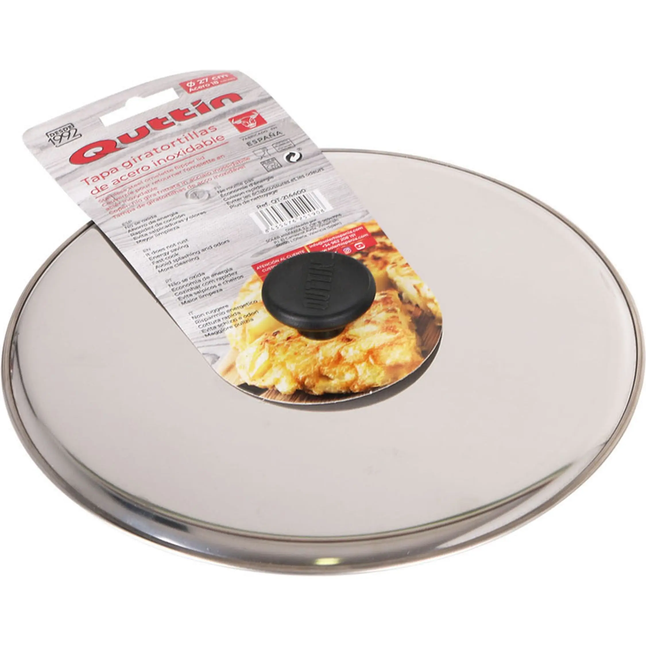 QUTTIN - Tortillero de Acero Inoxidable 27cm con Tapa Giratoria - Ideal para Hacer Tortillas | Amystyle