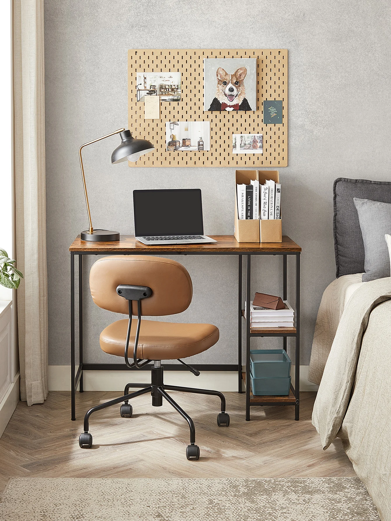Vasagle desk, computer table, with 2 shelf levels on the left or right, for office, bedroom, steel structure, industrial, rustic brown and black/greige and black/ebony black/maple white/natural beige and pearl white