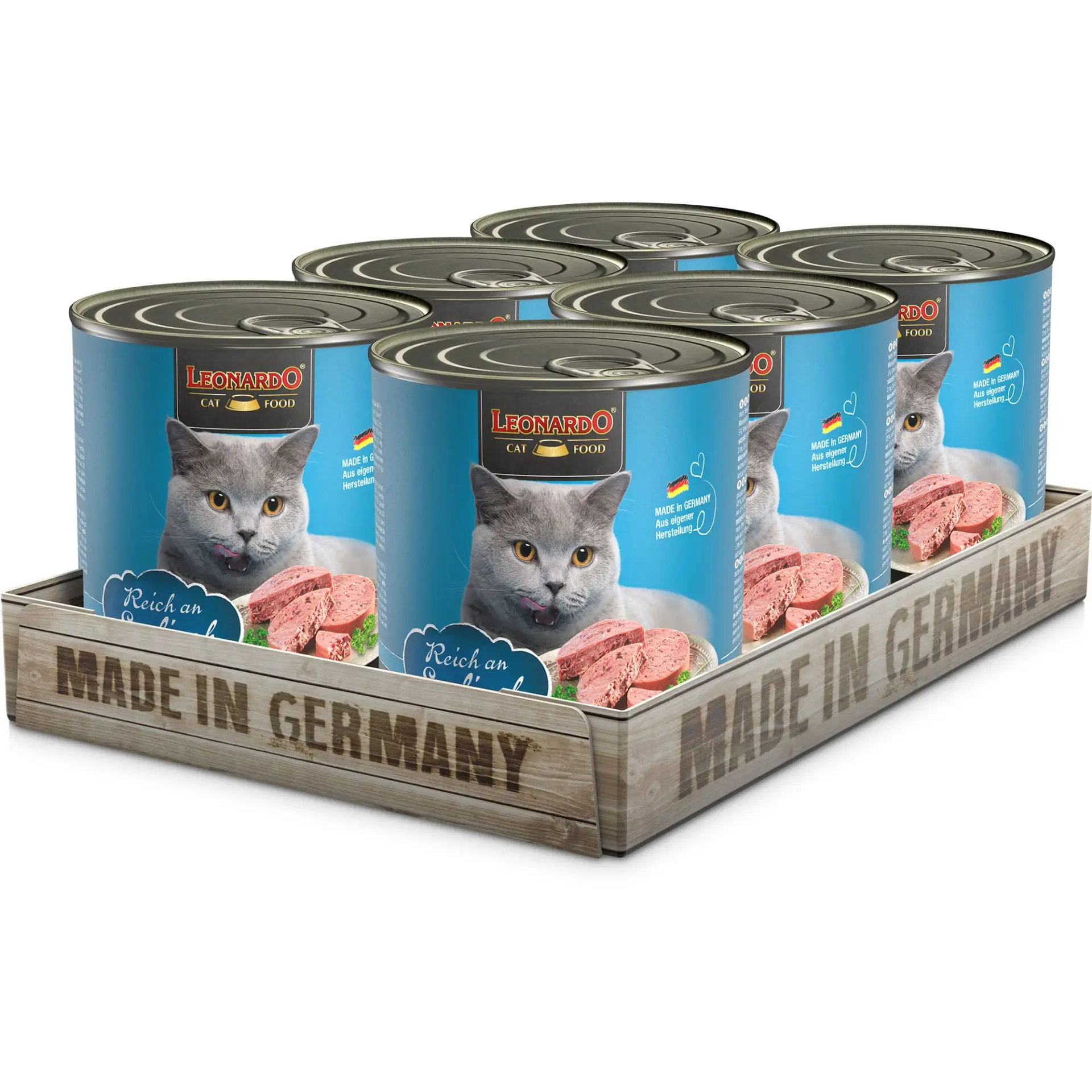 Leonardo Alimento Húmedo [6x800g Rico En Pescado Marino] Alimento Húmedo Sin Cereales Para Gatos Alimento Húmedo Completo En Lata