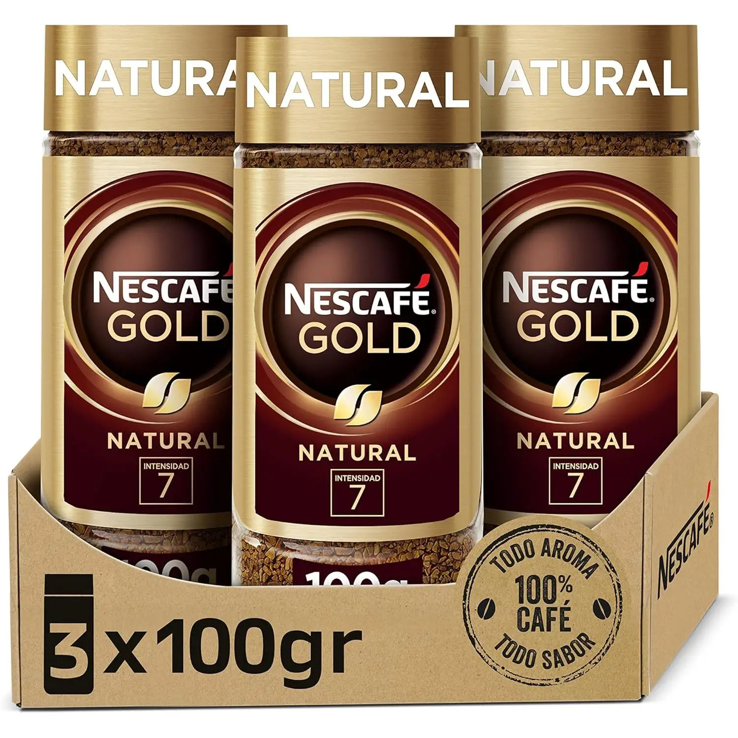 3ud NESCAFE GOLD coffee soluble with coffee Arabica intensity 7 jar 100 g - 3 PCs