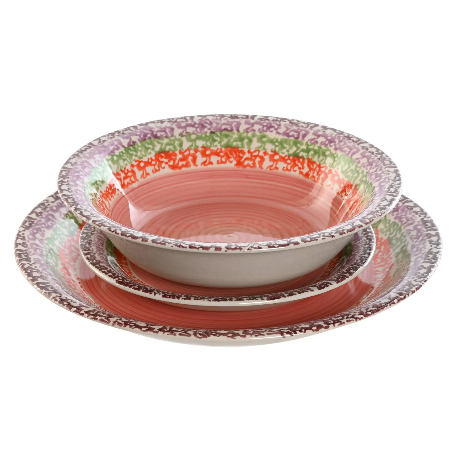 Vajilla set 18 gres 27x27x2 rosa , La mejor decoración para tu hogar.