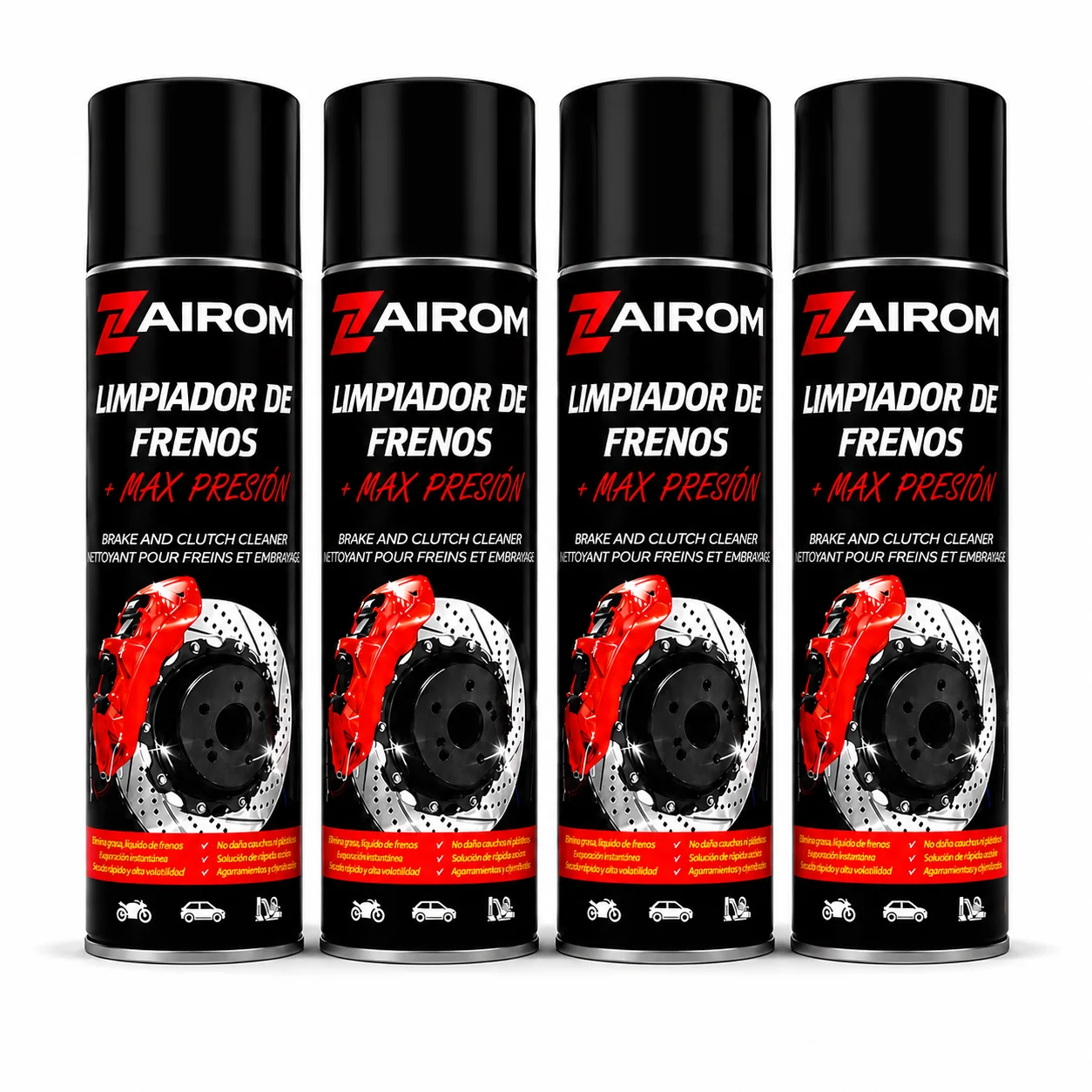 Limpiador de Frenos Spray 500 ml, Limpia Frenos y Embrague, Secado rápido Sin Residuos, Desengrasante para coche y moto de alta calidad - Zairom
