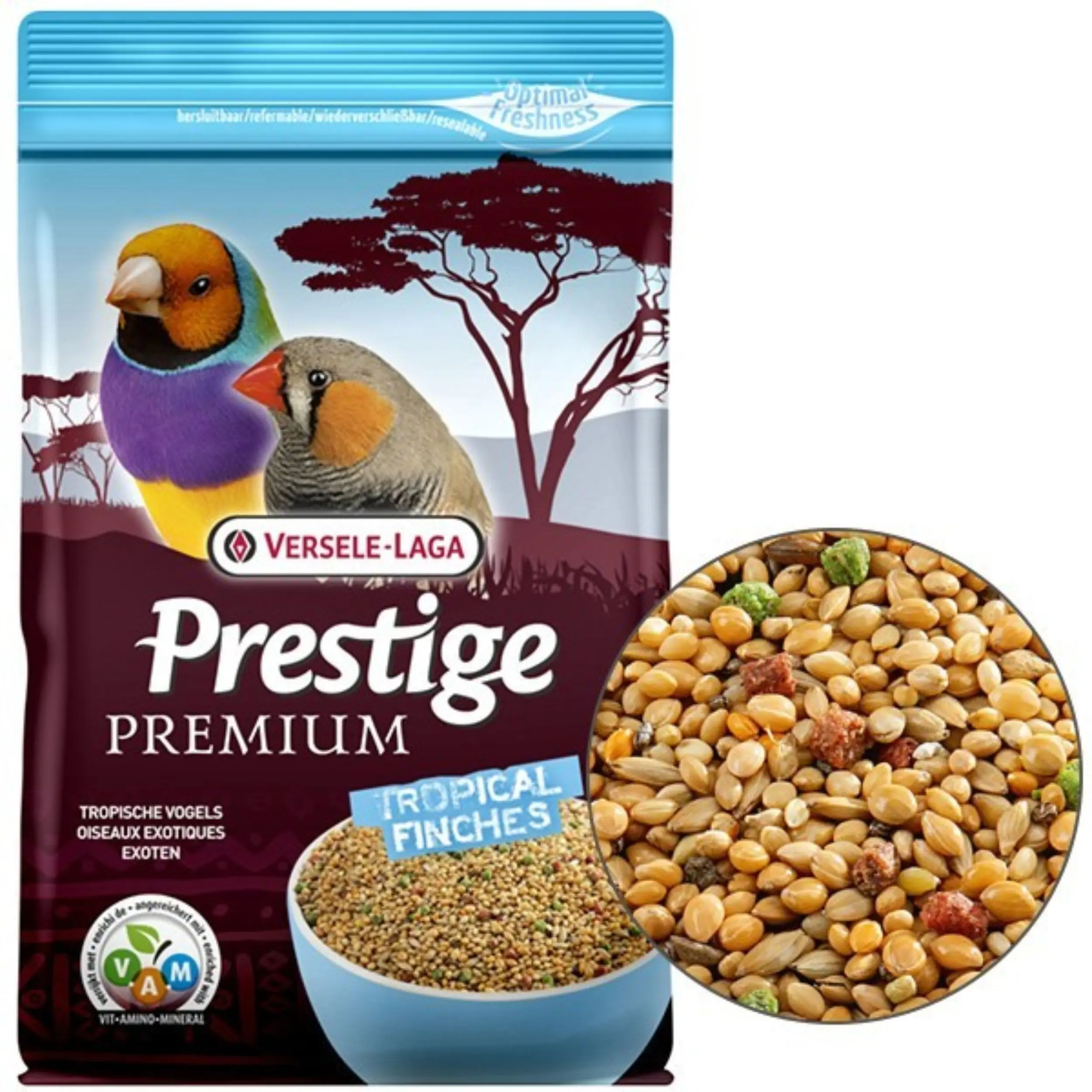 Exoticos Prestige Premium 800 gr - Tropical Finches - Versele Laga-seeds for diamond Gould-enriched with amino acid vitamins and minerals-exotic fringlids