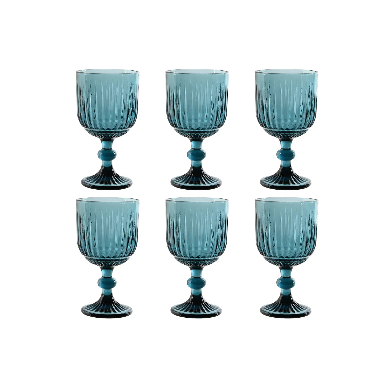 Copa set 6 cristal 8,8x8,8x16,3 380ml rayado azul El mejor complemento para tu hogar.