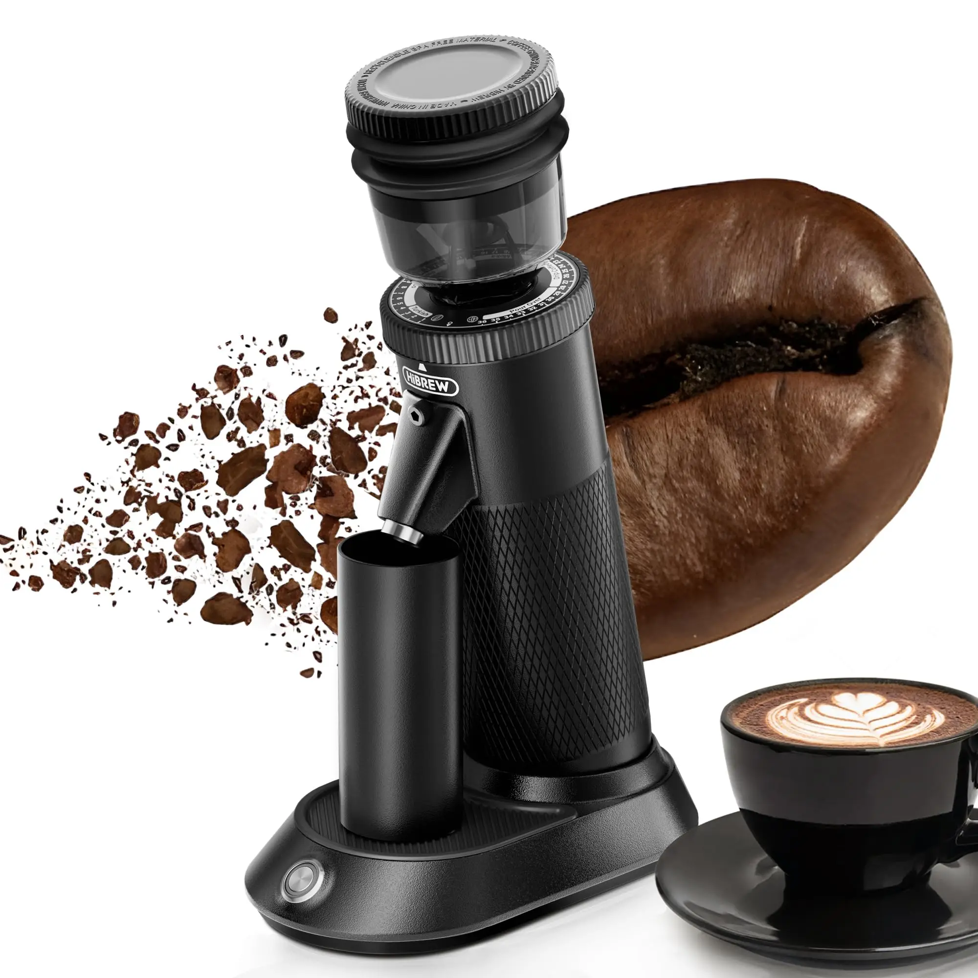 Molinillo de café Molinillo de café Espresso de dosis única HIBREW G5 con muela cónica, taza de dosis magnética, carcasa de metal, ajuste de doble velocidad, 36 configuraciones de molienda micro -