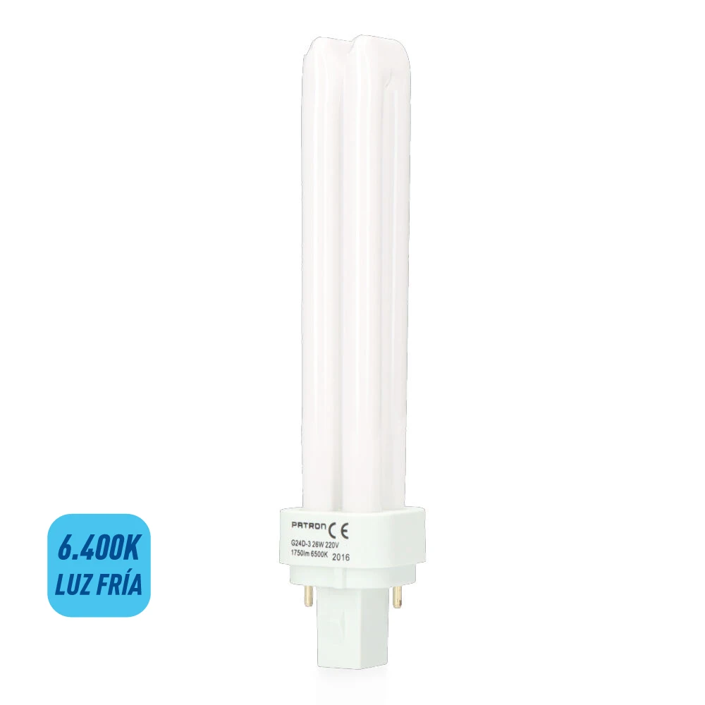 BOMBILLA BAJO CONSUMO LYNX 26W 2 PINS G24d-3 6400K LUZ FRIA 16,9cm EDM
