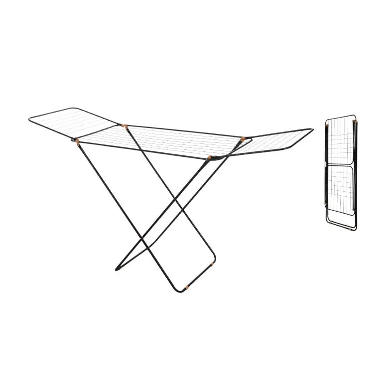 Tendedero con Alas Superficie de tendido de 180cm x 50cm, Tendedero Plegable y Antideslizante Para interior y exterior, Color Blanco y Negro, Capacidad Máxima 20Kg