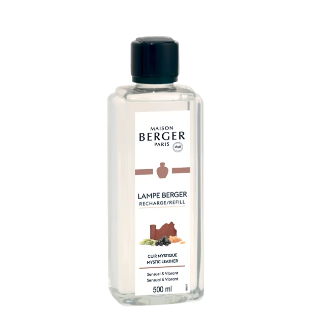 Recarga lámpara Berger Cuir Mystique 500ml. Maison Berger.Descubra la elegancia atemporal del perfume Cuir Mystique y sumérjase en un mundo de sensualidad con sus fascinantes acordes orientales.