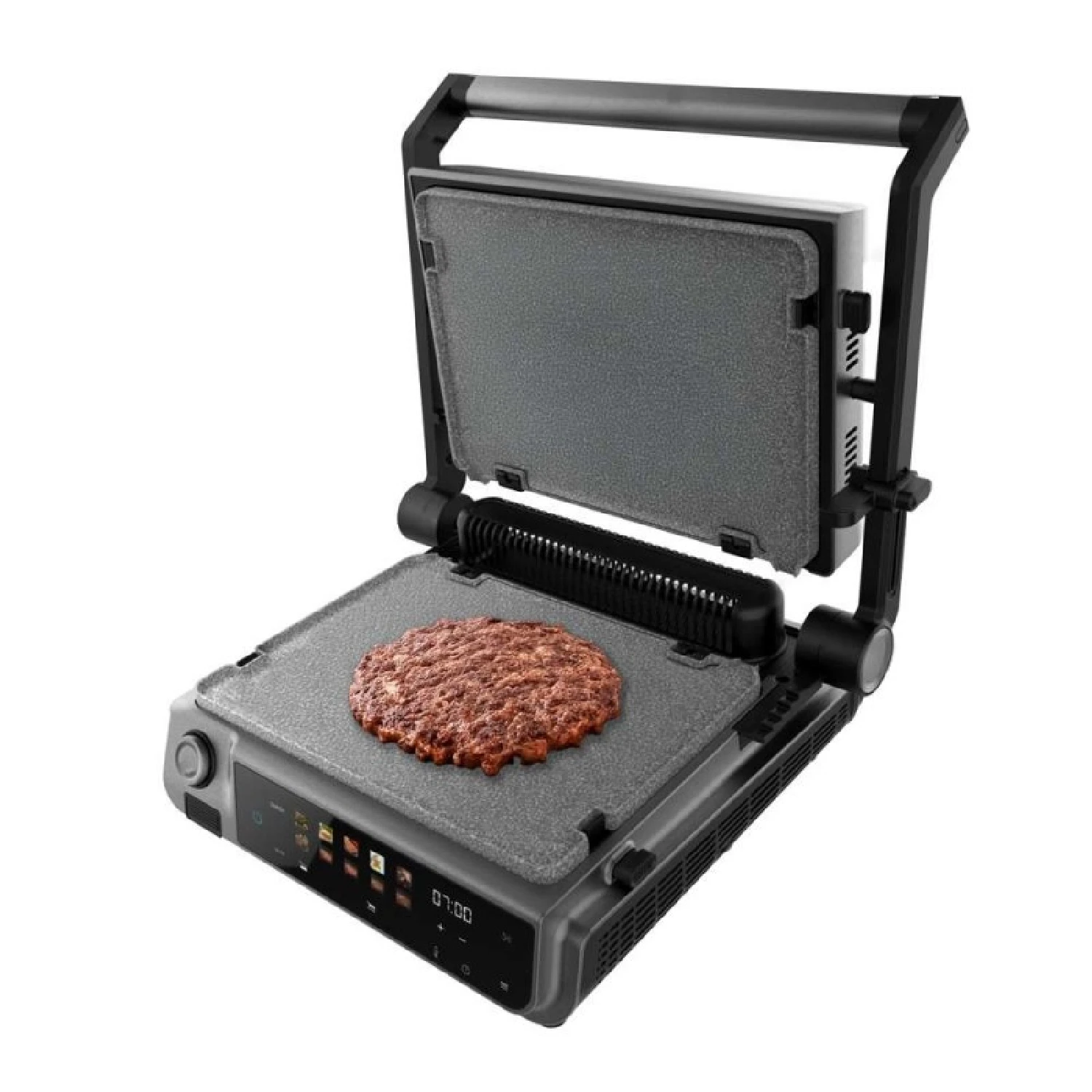 Cecotec Parrilla Eléctrica con Grill Rock'nGrill 2000 Smash PerfectCook. 2000W, Sonda Temp, Smash Burger, Smokeless, Dual Temp