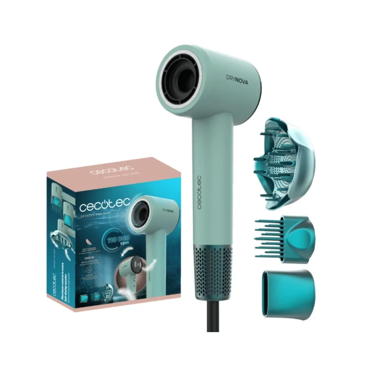 Secador de pelo Cecotec DryNova 3in1 1600W 3 accesorios verde