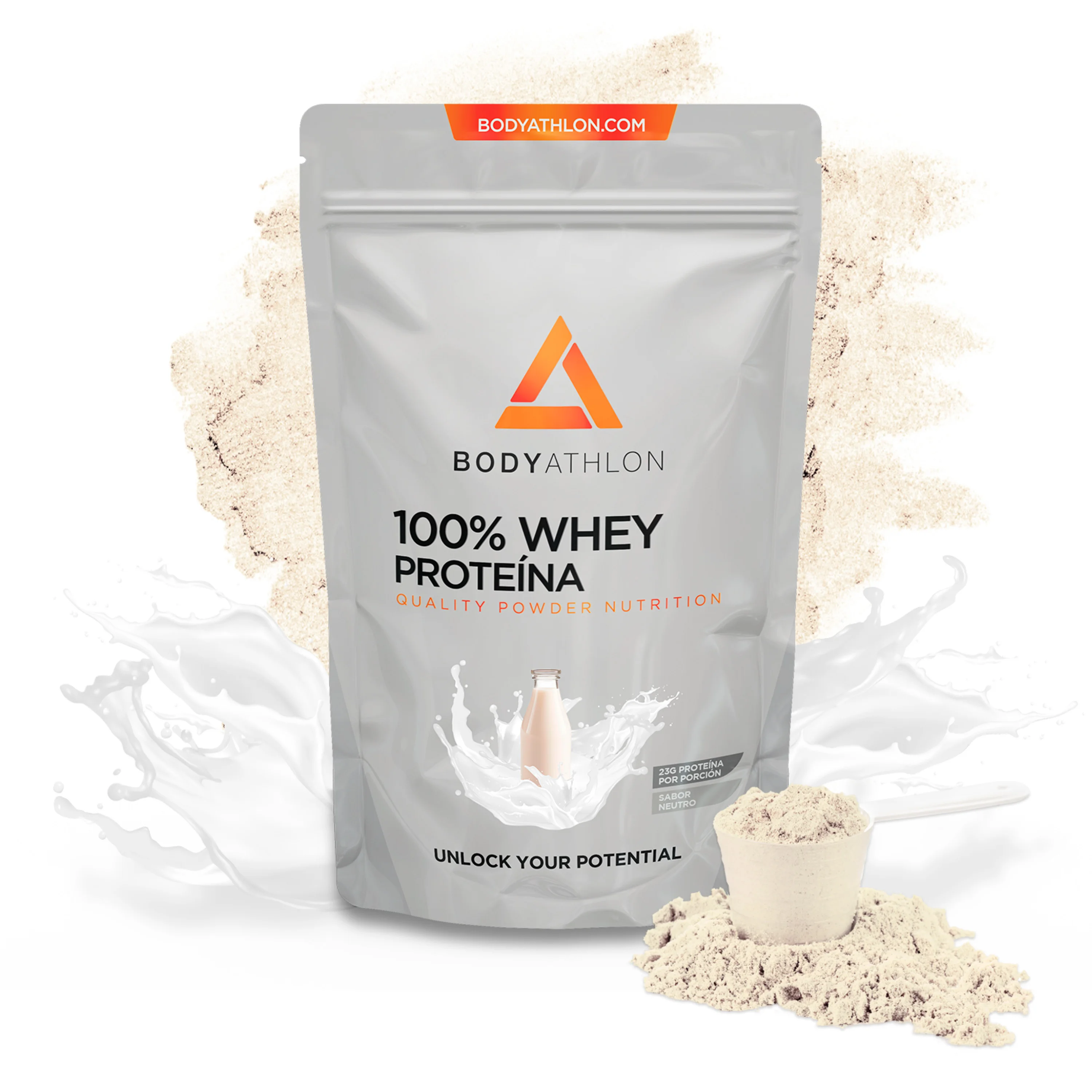 100% Whey Protein – Proteina en Polvo Sin Sabor- Proteina para Ganar Masa Muscular– Proteina de Suero de Leche- Proteina para Masa Muscular - Proteina Neutra sin Azucar Sin lecitina de soja- Bodyathlon