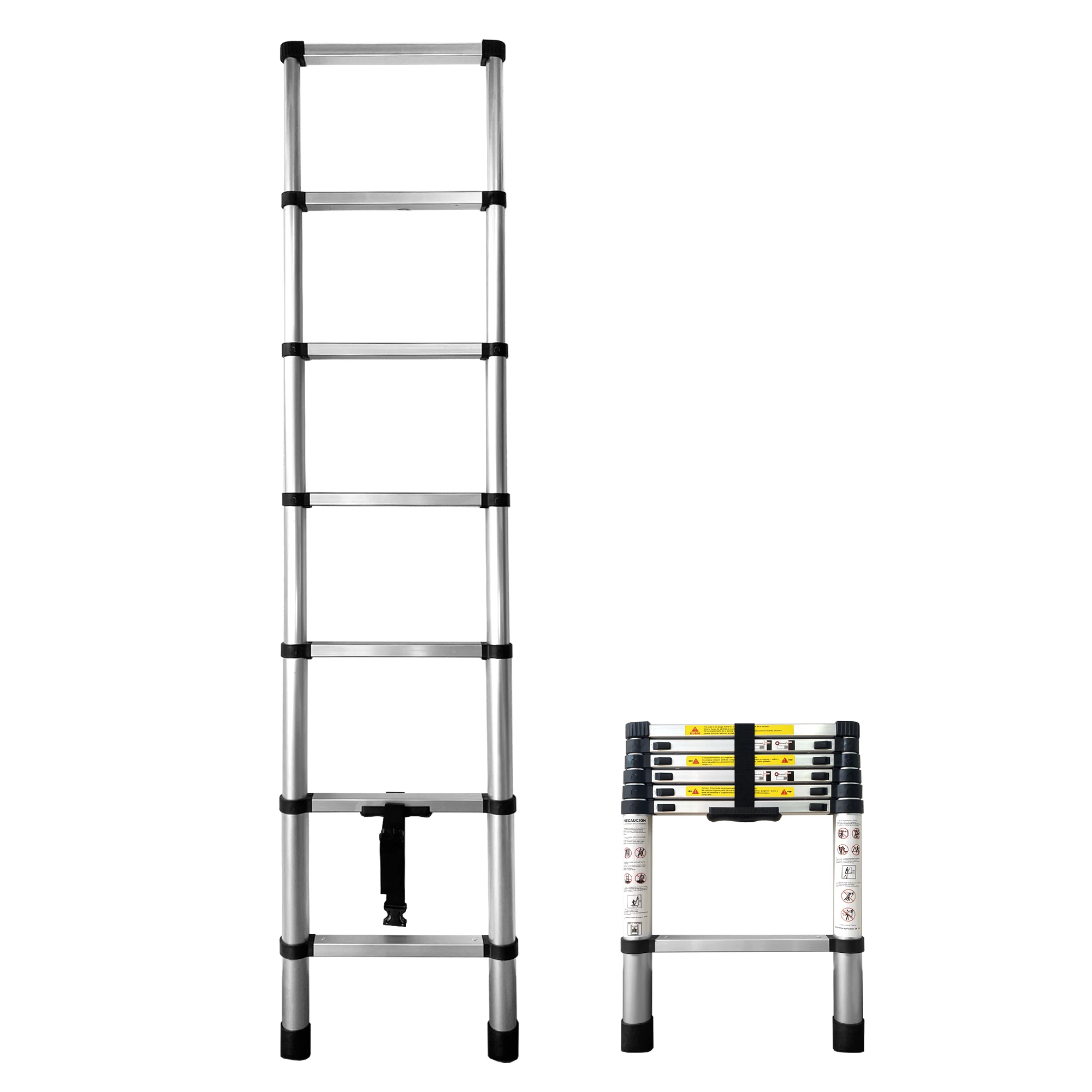 Escalera Telescópica de Aluminio Plegable y Extensible | Desde 2,0 m Hasta 4,4 m | Certificación EN131 | Escalera Multiusos Profesional y Doméstica | Ligera, Compacta y Resistente | Base Antideslizante con Cierre de Seguridad | Bricolaje o Reforma