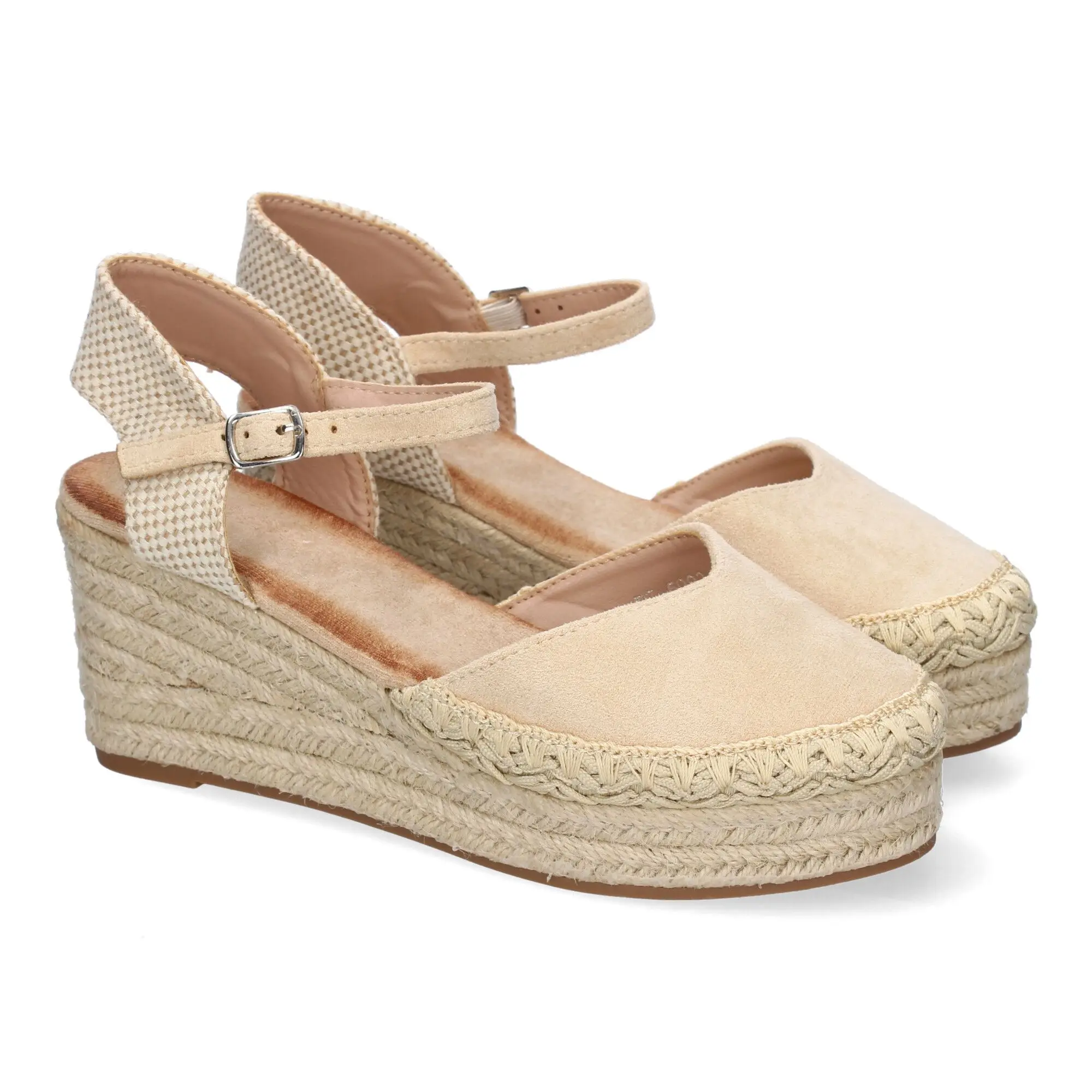 PuntoSalao Sandalias de cuña media en yute para mujer color beige 5Q92