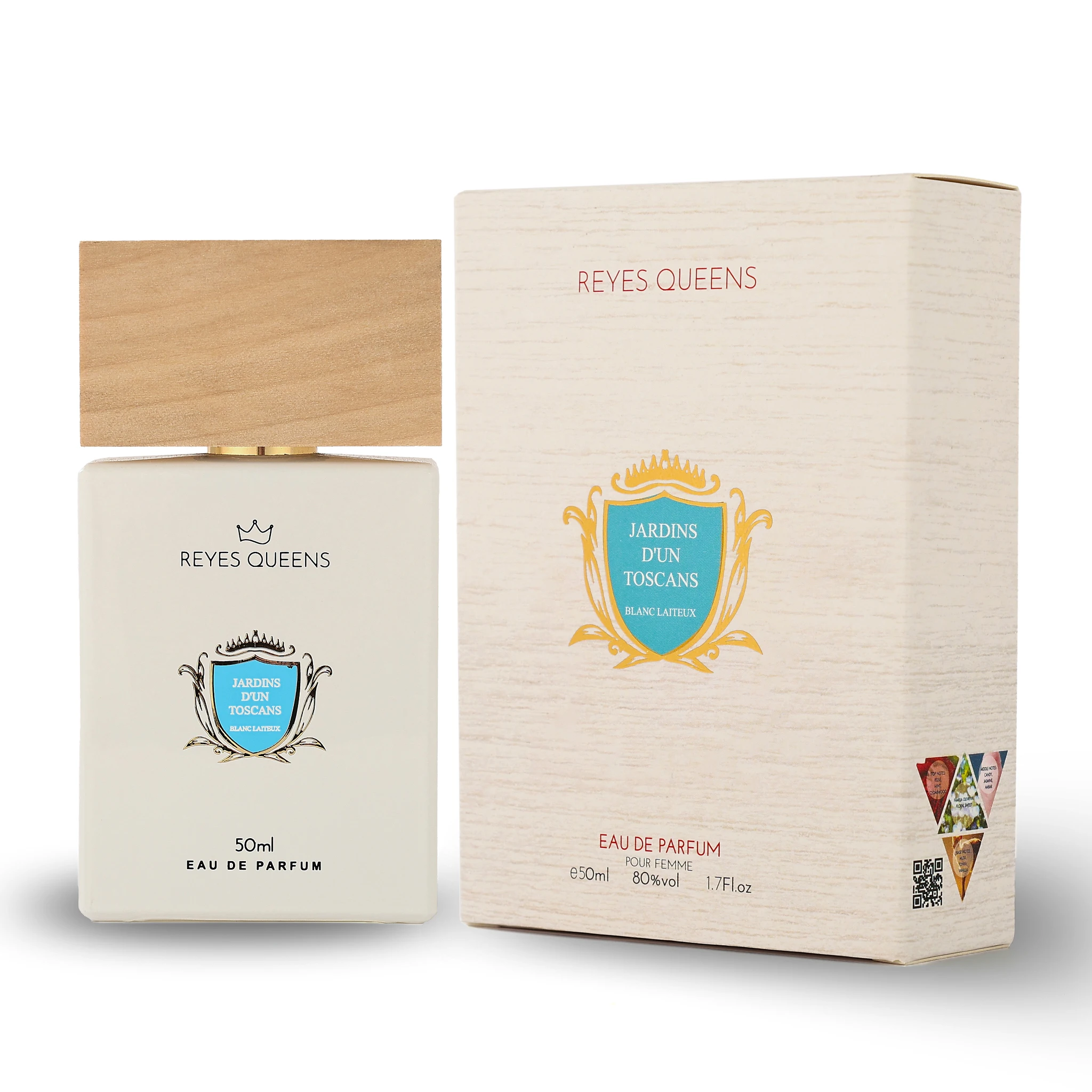 Perfume para mujer REYES QUEENS, Jardin D´un Toscans 50 ml Familia Olfativa: Gourmand, Tamaño: 50 ml, Concentración: Agua de perfume, Género: Femenino